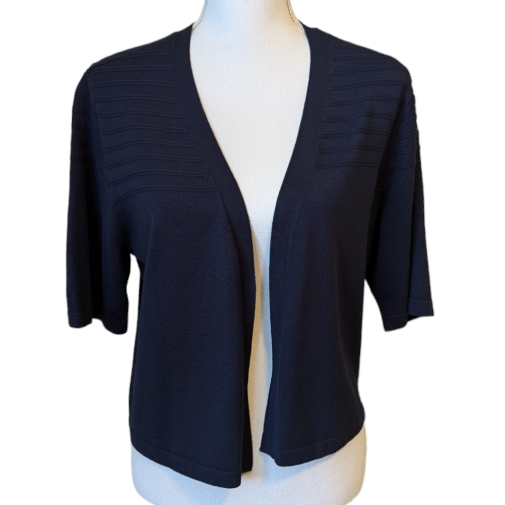 Christopher & Banks Navy Short Sleeve Sweater - Size Large